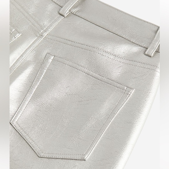 Women's H&M faux leather silver jeans size 12 - Picture 2 of 10